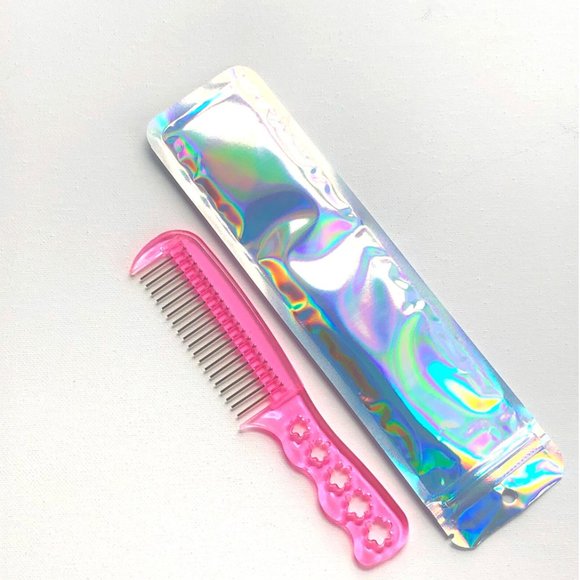 Acrylic Hair Comb | Steel Comb Teeth | Pink Acrylic Aesthetic | Pink Comb - Picture 2 of 3